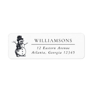 Hand drawn Snowman Holiday Return Address Label