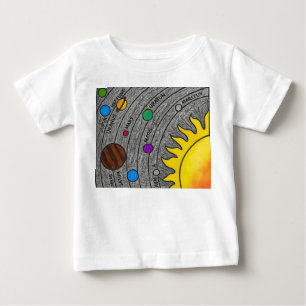 Hand-Drawn Solar System Art – Colourful Space Lear Baby T-Shirt