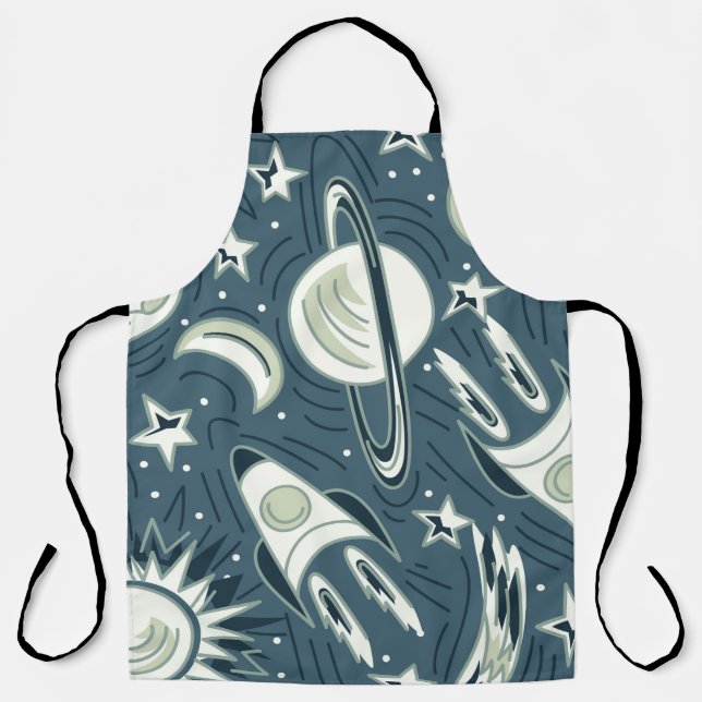 Hand drawn space seamless vintage pattern. Planets Apron (Front)