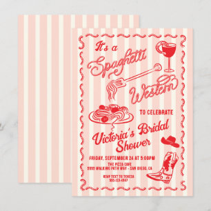 Hand drawn Spaghetti Western Italian Cowboy Pasta Invitation