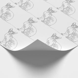 Hand Drawn Sphynx Cat - Minimalist Line Art Wrapping Paper