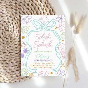 Hand Drawn Splish Splash Summer Birthday Invitation