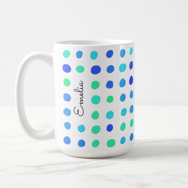 Hand Drawn Spots Personalised Mug (Left)