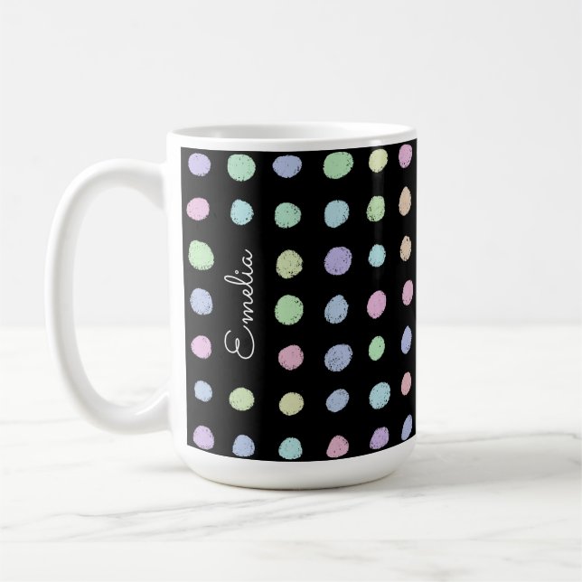 Hand Drawn Spots Personalised Mug (Left)