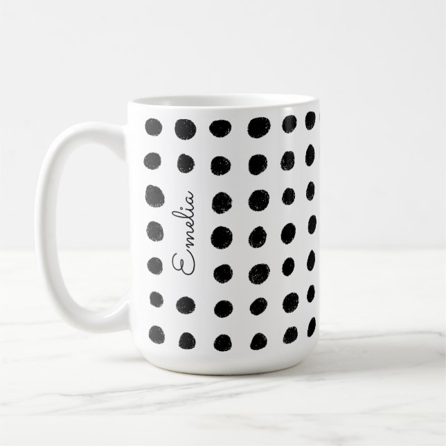 Hand Drawn Spots Personalised Mug (Left)