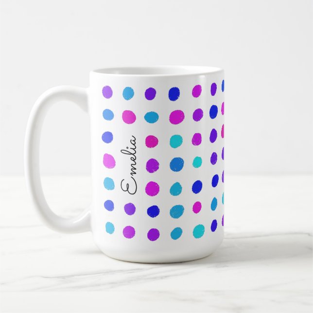 Hand Drawn Spots Personalised Mug (Left)