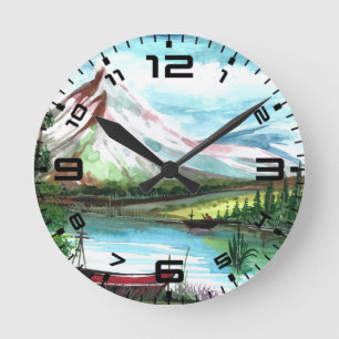 Hand Drawn Spring Landscape Scenery-24531 Round Clock
