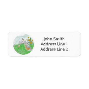 Hand-drawn Springtime Robins and Daffodils Return Address Label