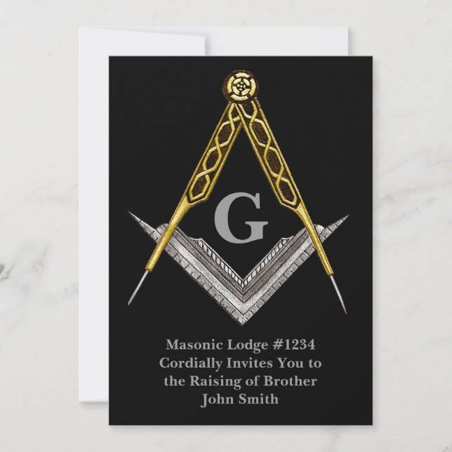 Hand Drawn Square and Compass Invitation (Front)
