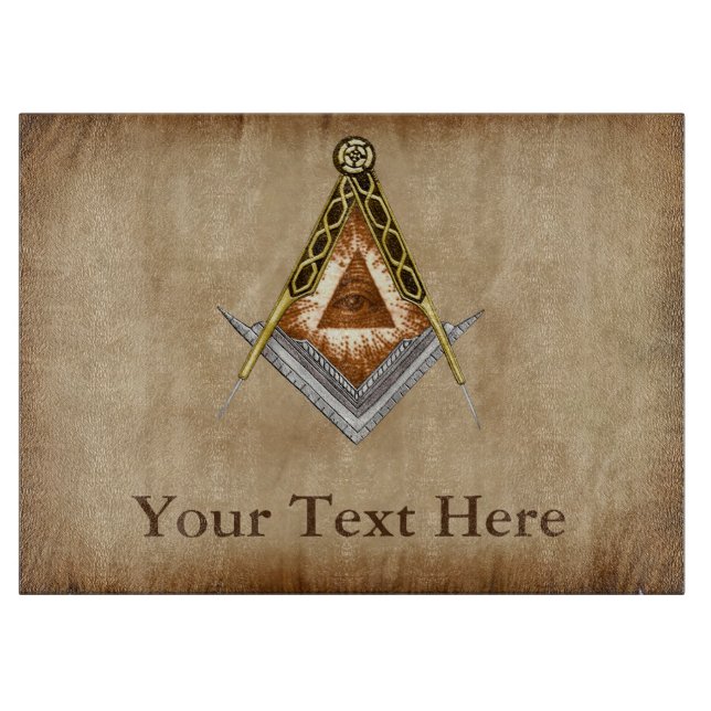 Hand Drawn Square and Compass With All Seeing Eye Cutting Board (Front)