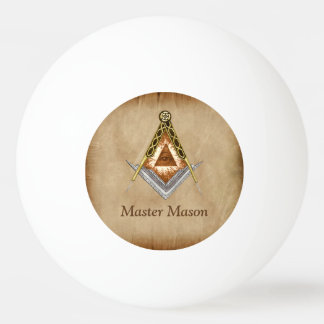 Hand Drawn Square and Compass With All Seeing Eye Ping Pong Ball