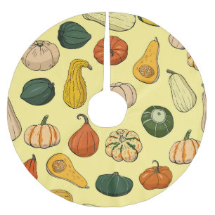 Hand-drawn squashes, seamless vegetable pattern. brushed polyester tree skirt