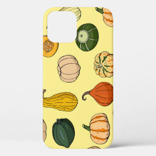 Hand-drawn squashes, seamless vegetable pattern. iPhone 12 case