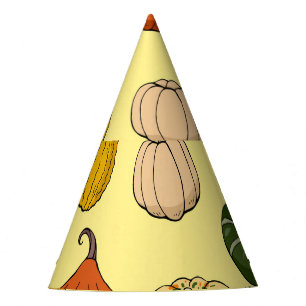 Hand-drawn squashes, seamless vegetable pattern. party hat