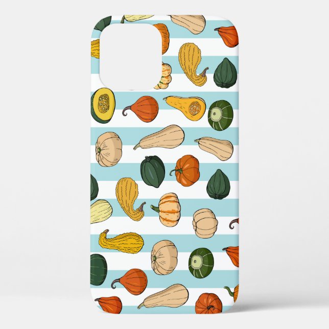 Hand-drawn squashes, striped seamless background. Case-Mate iPhone case (Back)