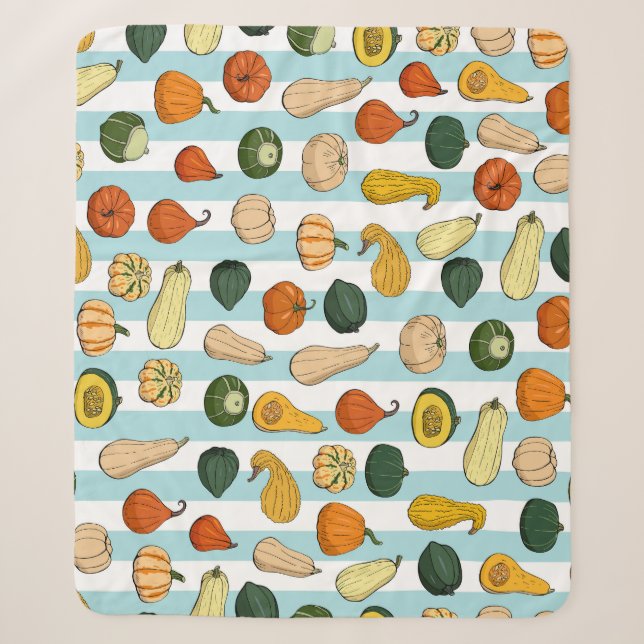 Hand-drawn squashes, striped seamless background. sherpa blanket (Front)