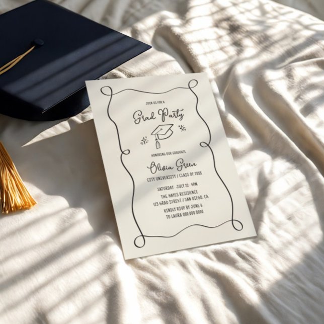Hand Drawn Squiggle Frame Graduation Invitation (Creator Uploaded)