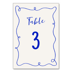 Hand Drawn Squiggle Frame Wedding Table Number