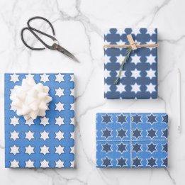 Hand Drawn Star of David Hanukkah Set Wrapping Paper Sheet