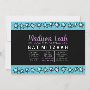 HAND-DRAWN STARS Bar Bat Mitzvah Invitation