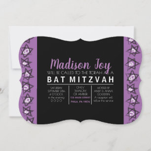 HAND-DRAWN STARS Bar Bat Mitzvah Invitation