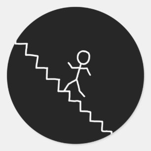 Hand drawn stick man on the stairs sticker