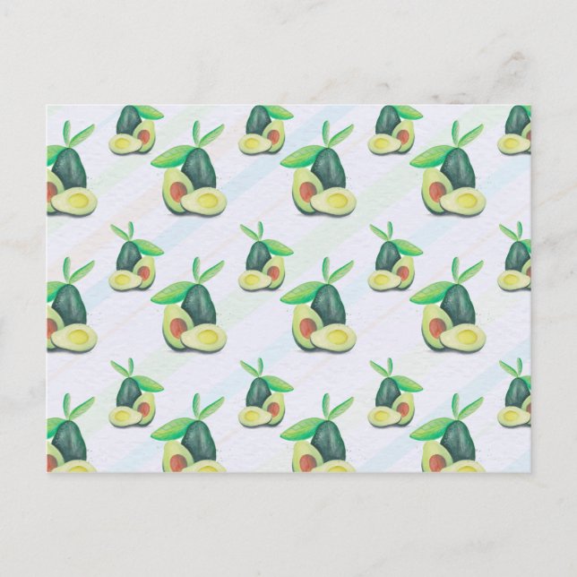 Hand Drawn Still Life Avocado Pattern Postcard (Front)