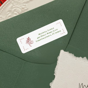 Hand Drawn Stocking Holly Christmas Return Address Label
