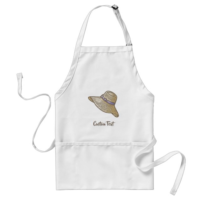 Hand Drawn Straw Hat Beige Standard Apron (Front)
