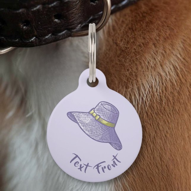 Hand Drawn Straw Hat Lilac Pet Tag (Creator Uploaded)