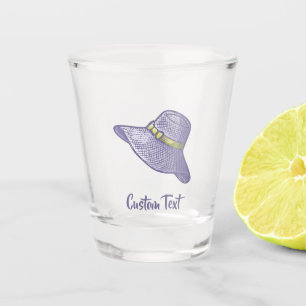 Hand Drawn Straw Hat Lilac Shot Glass