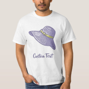 Hand Drawn Straw Hat Lilac T-Shirt