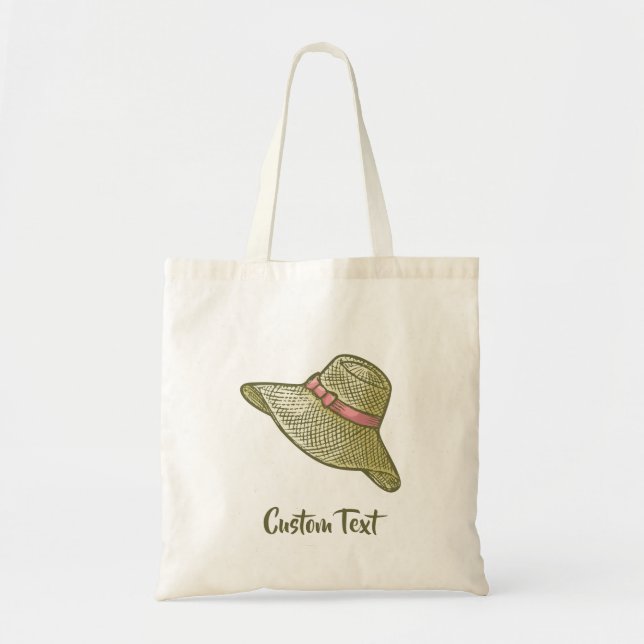 Hand Drawn Straw Hat Yellow Tote Bag (Front)
