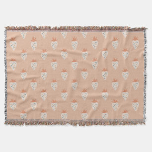 Hand Drawn Strawberry Flowers Throw Blanket