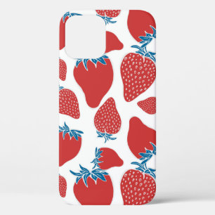 Hand drawn strawberry seamless pattern. background iPhone 12 case