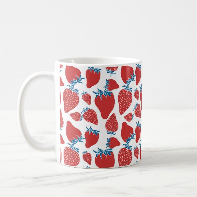 Hand drawn strawberry seamless pattern. background coffee mug (Left)
