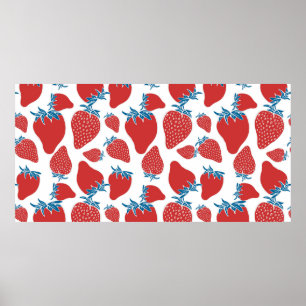 Hand drawn strawberry seamless pattern. background poster