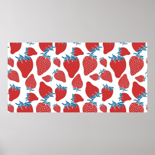 Hand drawn strawberry seamless pattern. background poster (Front)