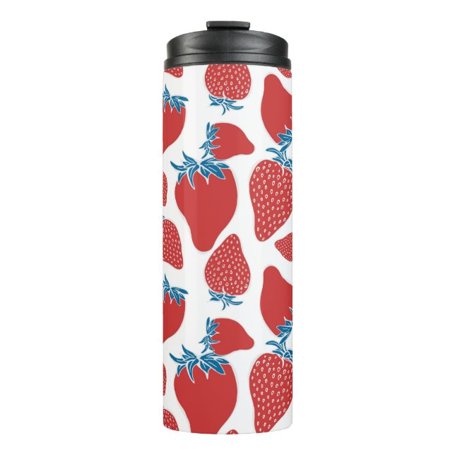 Hand drawn strawberry seamless pattern. background thermal tumbler (Front)