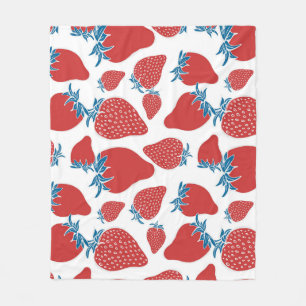 Hand Drawn Strawberry Vintage Pattern Fleece Blanket