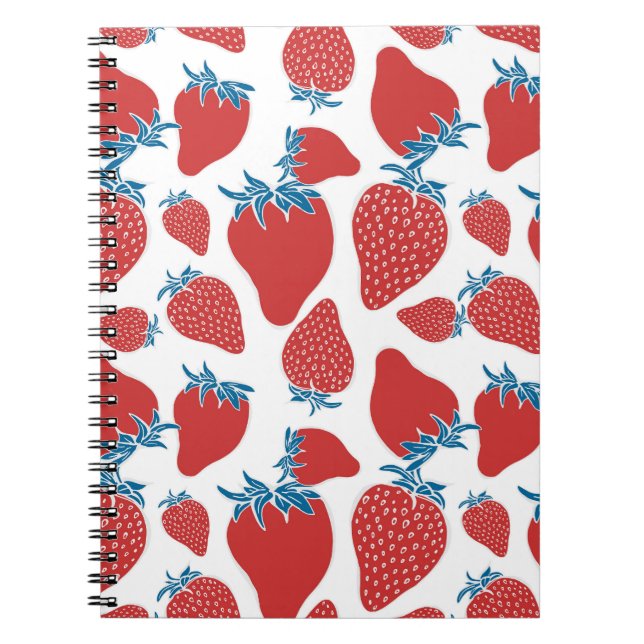 Hand Drawn Strawberry Vintage Pattern Notebook (Front)