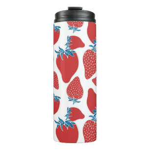Hand Drawn Strawberry Vintage Pattern Thermal Tumbler
