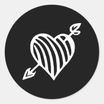 Hand-Drawn Striped Heart with Arrow Design