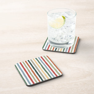 Hand-drawn stripes in art nouveau-inspired colours coaster