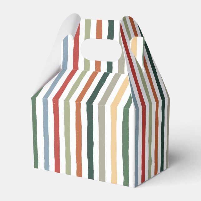 Hand-drawn stripes in art nouveau-inspired colours favour box (Back Side)