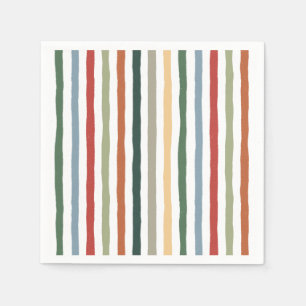 Hand-drawn stripes in art nouveau-inspired colours napkin