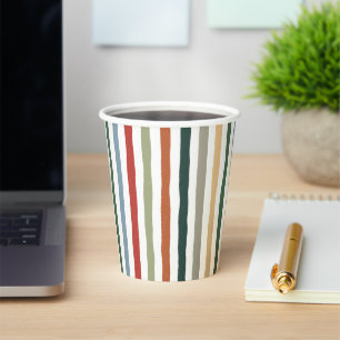 Hand-drawn stripes in art nouveau-inspired colours paper cups