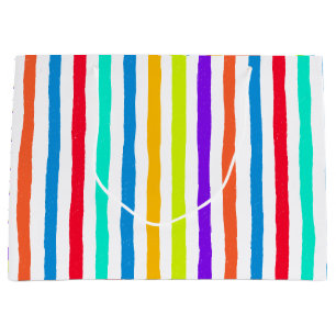 Hand-drawn stripes in bright pop art colours large gift bag