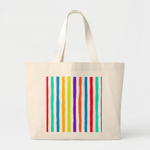 Hand-drawn stripes in bright pop art colours large tote bag