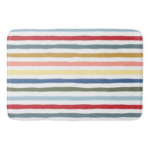 Hand-drawn stripes in mid century modern colours bath mat